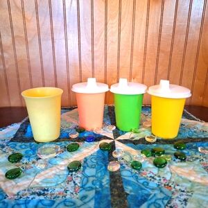 Vintage Tupperware Sippy Cups/Tumblers Set Of 4, 7 Ounces